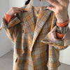 Designer Color Pop Plaid A-Line Blazer