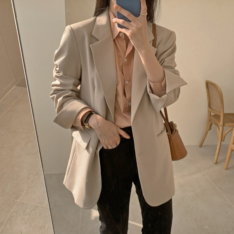 Korean Style Casual Blazer with Back Vent