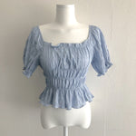 Short Sleeve Smocked Peplum Top