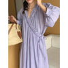 Cloud Touch Loose Fitting Cross Over Wrap Midi Dress