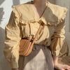 Babydoll Pleated Blouse with Oversized Collar