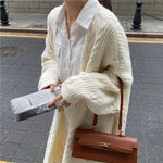 Cable Knit Open Front Relaxed Long Cardigan