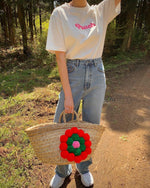 Peach Embroidered Cotton T-Shirt