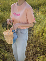 Peach Embroidered Cotton T-Shirt