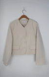 Korean Style Minimalist Collarless Cropped Blazer