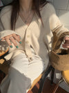 Soft Knit Designer V-Neck Side Button Sweater