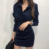 Suede Ruched Mini Shirt Dress