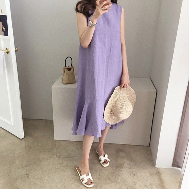 Round Neck Sleeveless Tunic Dress