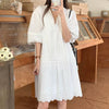 White Cotton Dress with Scalloped Lace Trims