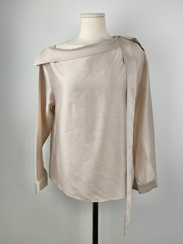 Asymmetrical Drop Shoulder Silky Blouse