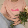 Peach Embroidered Cotton T-Shirt