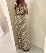 Designer Striped Knitted Dress Set