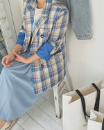 Designer Color Pop Plaid A-Line Blazer