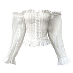 Drop Shoulder Ruffled Neckline Top