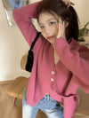 Soft Knit Designer V-Neck Side Button Sweater