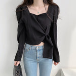 Designer Square Neck Front Knot Blouse