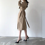 Long Double-Breasted Trench Coat