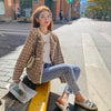 Crew Neck Multicolor Tweed Knit Cardigan