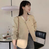 Round Neck Collarless Jacket with Side Buttons