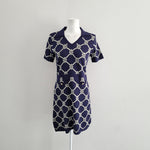 Diamond Pattern Knitted Polo Mini Dress