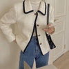 Classic Contrast Trim Collared Tweed Jacket