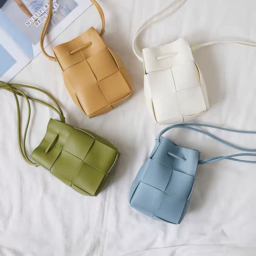 Designer Vegan Leather Woven Mini Crossbody Bag