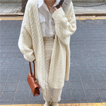 Cable Knit Open Front Relaxed Long Cardigan