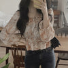 Romantic Floral Chiffon Square Neck Blouse