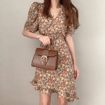 Asymmetrical Floral Wrap Dress