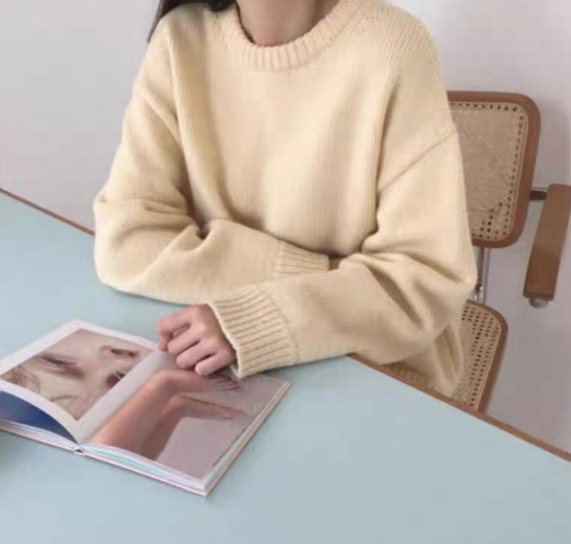 Soft Macaron Color Crew Neck Sweater