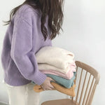 Soft Macaron Color Crew Neck Sweater