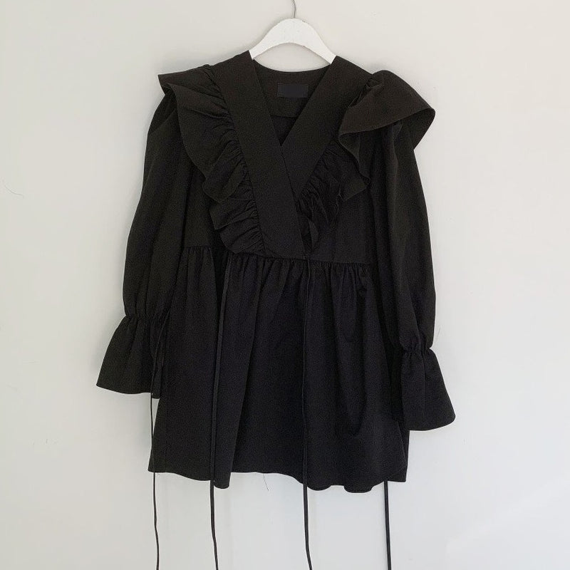 Ruffled Mini Shirt Dress