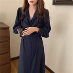 Korean Style Waist Tie Long Sleeve Shirt Dress