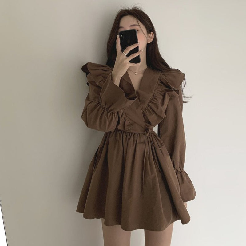 Ruffled Mini Shirt Dress