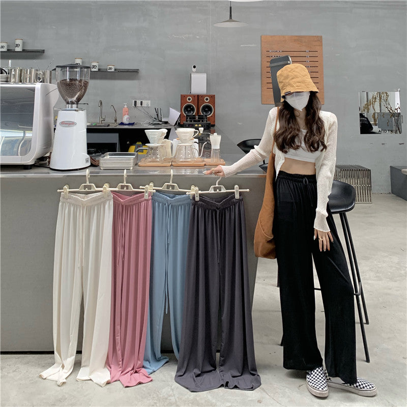 High Waist Wide Leg Pants Women New Arrival 2022 Fashion Korean Style Solid  Color Allmatch Ladies Elegant Casual Trousers W1165  AliExpress