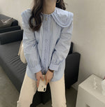 Oversized Ruffled Collar Button-Up Shirt