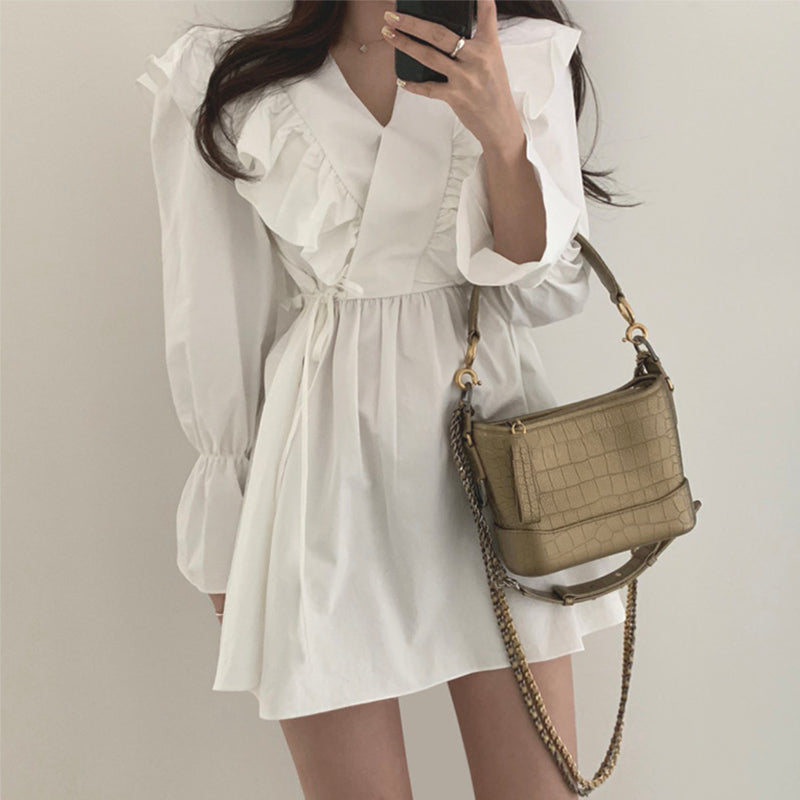 Ruffled Mini Shirt Dress