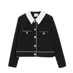 Classic Elegance Cropped Jacket with Pointed Collar