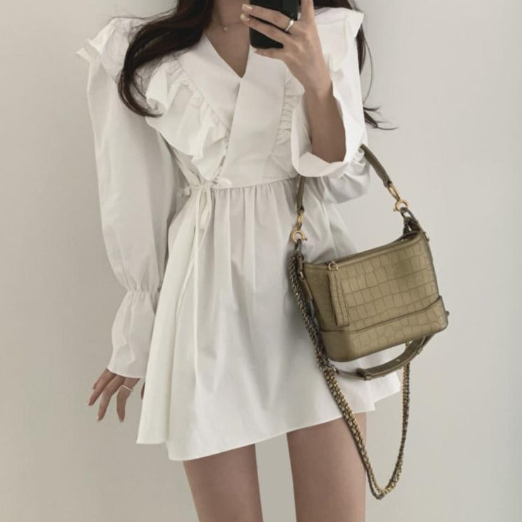 Ruffled Mini Shirt Dress