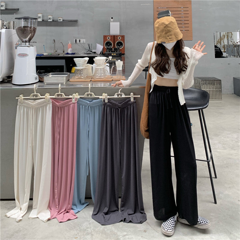 Supply Japanese and Korean style wide leg pants for women in the spring and  autumn period retro high waist straight pants slouchy slouchy pants-