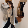 Crew Neck Multicolor Tweed Knit Cardigan