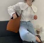 Oversized Ruffled Collar Button-Up Shirt