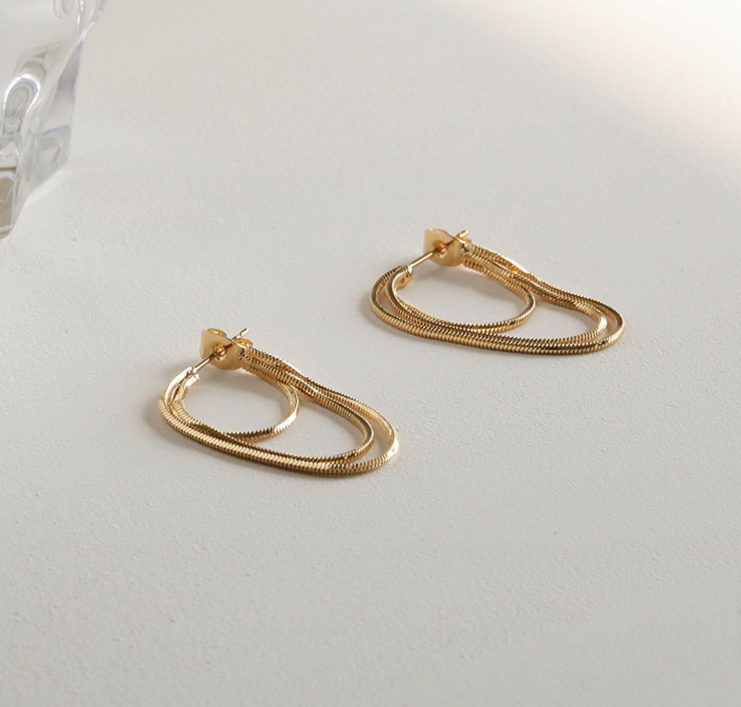 Soft Metal String Hoop Earrings