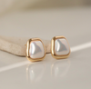 Irregular Shape Button Pearl Studs