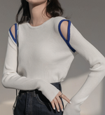 Cut-Out Shoulder Knitted Top