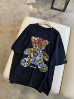 Designer Embroidered Bear Pattern T-Shirt