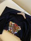 Designer Embroidered Bear Pattern T-Shirt