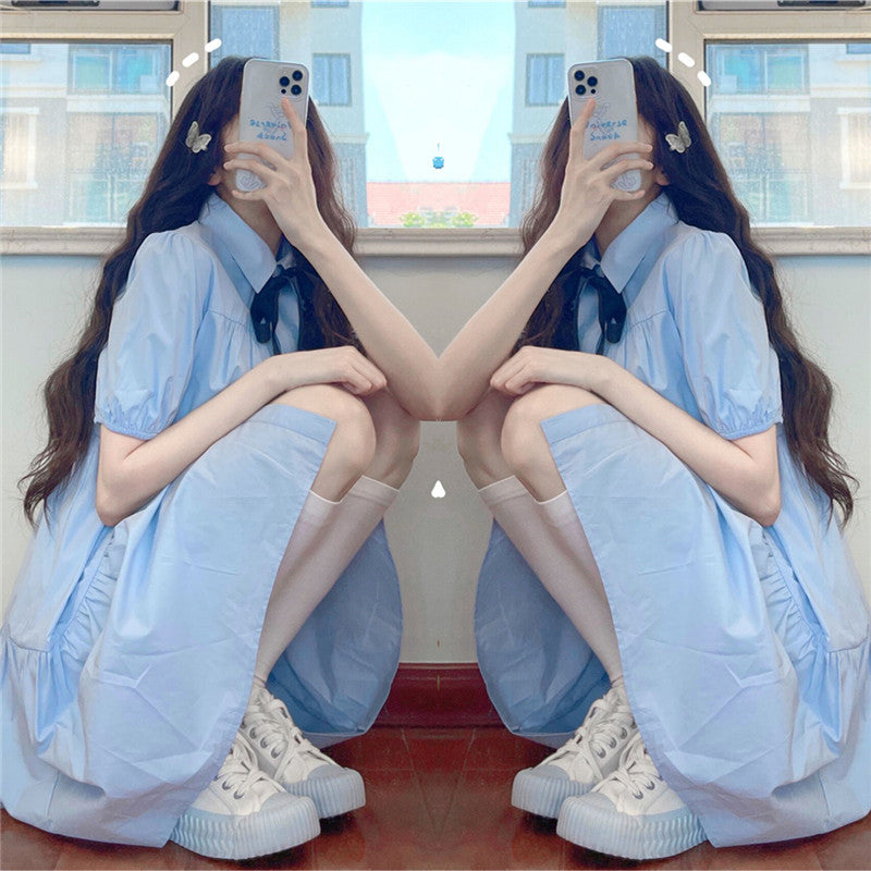 Baby Blue Shirt Dress