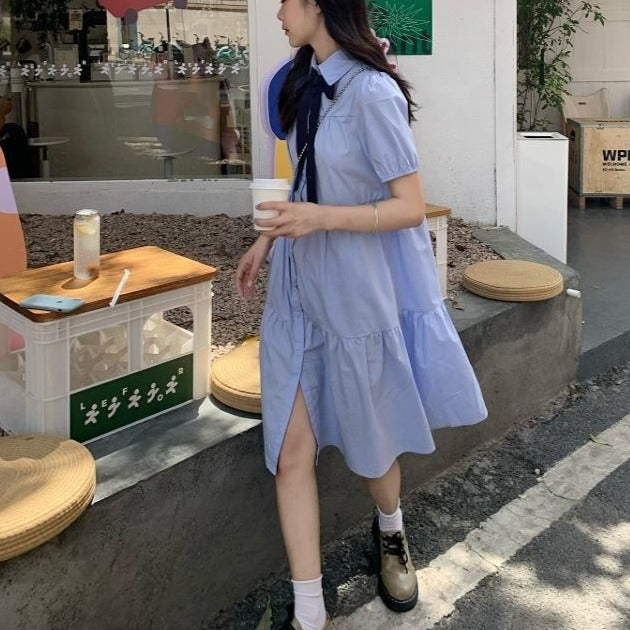 Baby Blue Shirt Dress