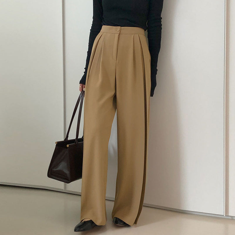 Pleated Wide Leg Casual Pants